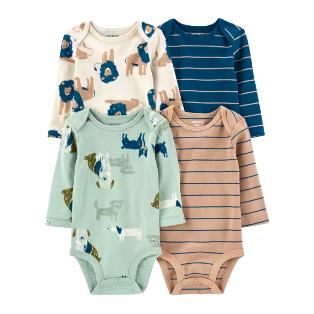 Carter’s 4-Pack Neutral Tone Long Sleeve Bodysuits Size 9m